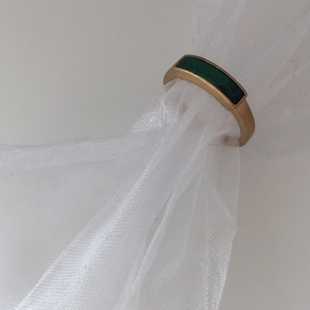 Brass and Jade Ring Size 7